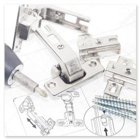 Detalle de bisagra oculta en puerta