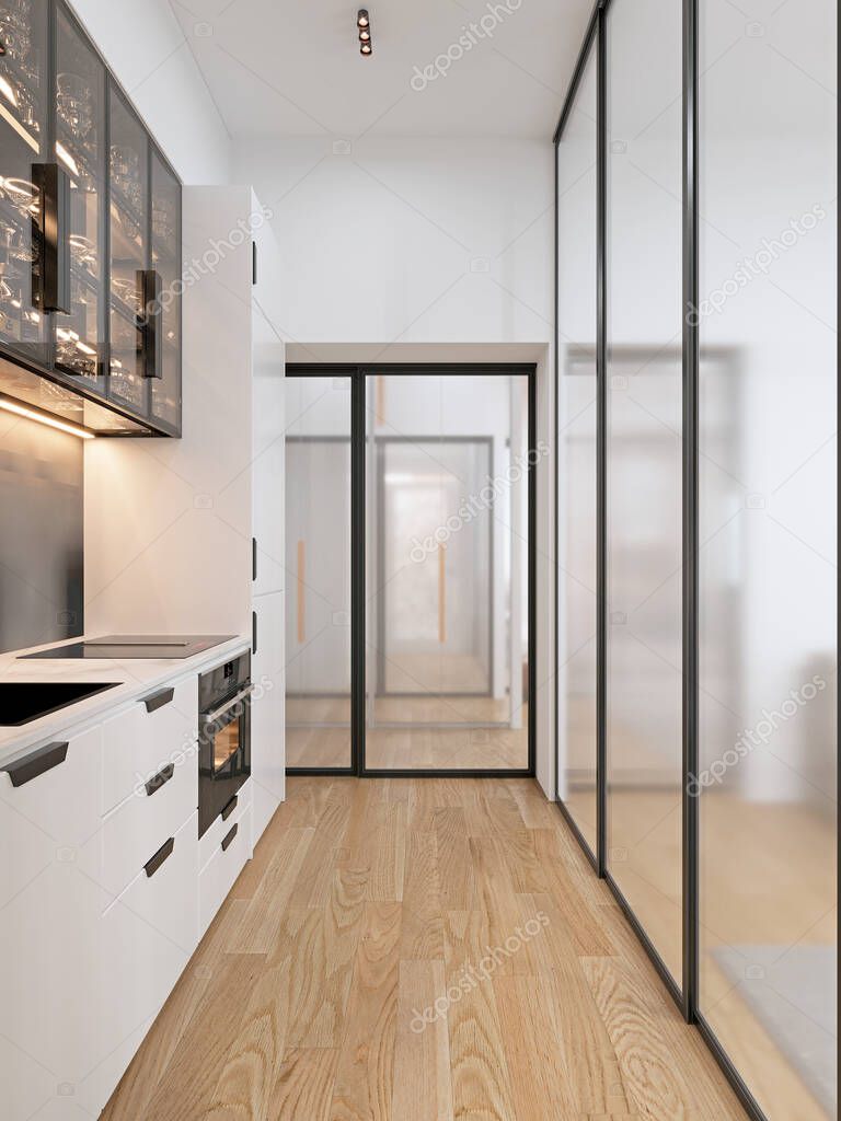 Cocina blanca minimalista